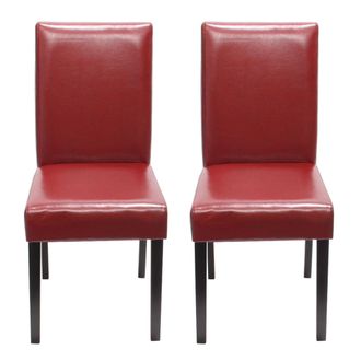 Hhg Hhg - Nunca Usado] Juego De 2 Sillas De Comedor Silla De Cocina Littau, Cuero, Rojo, Patas Oscuras