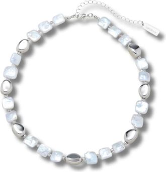 Pompeii3 Pina Square Pearl Silver Necklace
