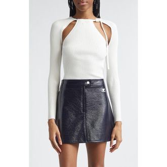 Courr&egrave;ges Cutout Ribbed Sweater in Heritage White at Nordstrom, Size X-Small