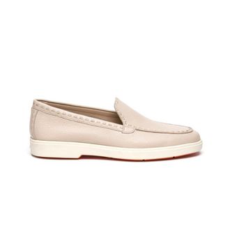 Santoni Loafers, female, Pink, Size: 7 1/2 US Pink Leather Moccasin