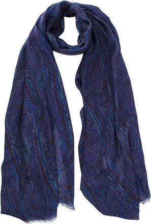Etro Purple Cashmere Blend Paisley Scarf