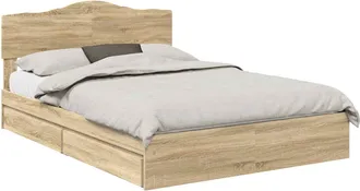 vidaXL Letto Con Contenitore Con Cassetto Rovere Sonoma 140 X 200 Cm Vidaxl
