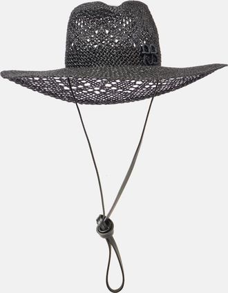 Ruslan Baginskiy Fedora in paglia con finiture in pelle