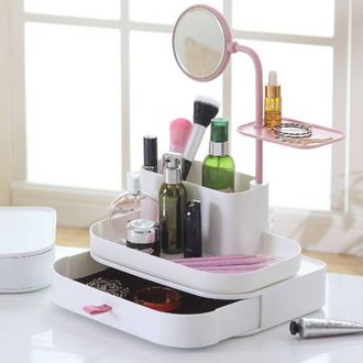 Trade Shop Trade Shop - Organizzatore Porta Cosmetici Make Up Con Specchio Rotante Espositore Organizer