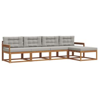 vidaXL Conjunto De Sof&aacute;s De Exterior 5 Pcs Gris Natural Y Claro Vidaxl