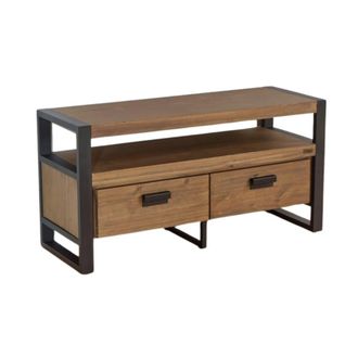 Robin des Bois Mueble tv industrial de madera y metal con 2 cajones marr&oacute;n