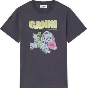 Ganni Neon Puppy Organic Cotton T Shirt