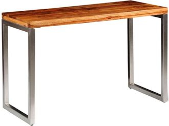 vidaXL Mesa de comedor con patas de acero madera maciza Vidaxl