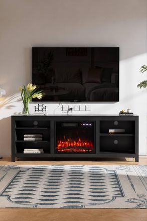 Living and Home 23 Electric Fireplace TV Stand with Remote, 12 Flame Colours, Black