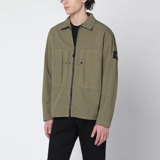 Stone Island Military green zip-up shirt jacket