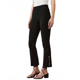 Karen Kane Button Hem Cropped Pant In Black