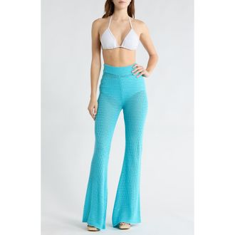 Elan Open Knit Cover-Up Pants in Turquoise at Nordstrom Rack, Size X-Small