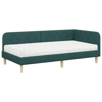 vidaXL Estructura De Cama En Esquina Verde Oscuro 100 X 200 Cm Tela Vidaxl