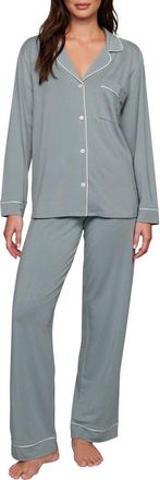 Eberjey Gisele Long Pajamas in Lead/Ivory at Nordstrom, Size Xx-Small