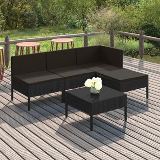 vidaXL 5 Pcs Garden Lounge Set Con Coj&iacute;n De Empuje De Terciopelo
