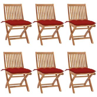 vidaXL Sillas De Jard&iacute;n Plegables 6 Uds Madera Maciza Teca Con Cojines Vidaxl
