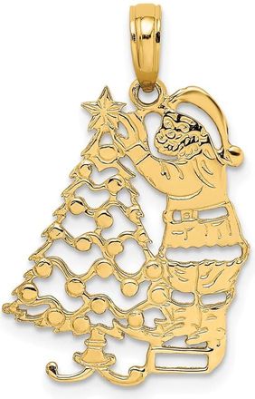 Diamond2Deal 10k Yellow Gold Polished Christmas Tree Santa Pendant