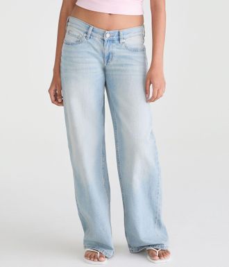 A&eacute;ropostale Super Low-Rise Baggy Wide Leg Sun Pocket Jean