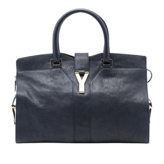Saint Laurent Pre-owned Handbags, female, Blue, Size: ONE SIZE Pre-owned Cabas Chyc Satchel