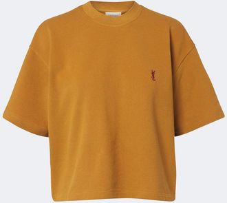 Saint Laurent Cassandre oversized cotton piqu&eacute; T-shirt