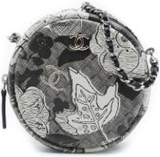 Chanel Pre-owned Printed Leather Crossbody Bag - Dames - Vintage Schoudertas - Zwart - ONE Size - Leer - Vintage