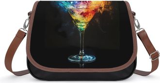 Generic Glowing Martini Glass Crossbody Bags for Women Fashion Leather Shoulder Handbags With Adjustable Strap