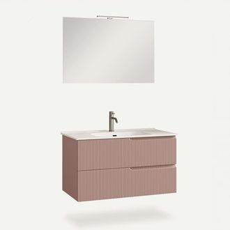 Aqa Mobile Bagno Sospeso Con Specchio E Lavabo 90cm Venere - Rosa