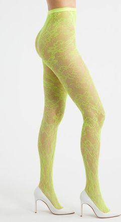 High Heel Jungle Lola Floral Lace Tights in Yellow at Nordstrom
