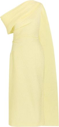Roksanda Ilincic Maite Cape-effect Cloqu&eacute; Midi Dress - Yellow Lemon - 12 (UK12 / M)