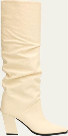 Jimmy Choo London Hart 85 Printed Leather Knee-High Boots