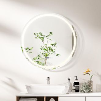 Costway Costway Espejo De Ba&ntilde;o Led Antivaho, Espejo De Tocador Impermeable Montado En La Pared, 3 Luces De Color E Bot&oacute;n T&aacute;ctil Inteligente, Espejo De Maquill