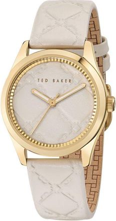 Ted Baker Coolly Leather Strap Watch, 34mm in White at Nordstrom