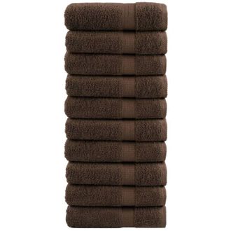 vidaXL Toallas De Ba&ntilde;o Solund 10 Unidades Marr&oacute;n 100x150 Cm 600 Gsm Vidaxl
