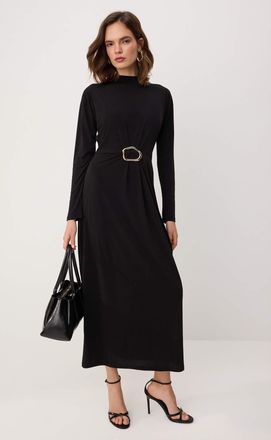 Trendyol Modest Dames Zwart Effen Maxi Lang Casual A-lijn Modest Jurken