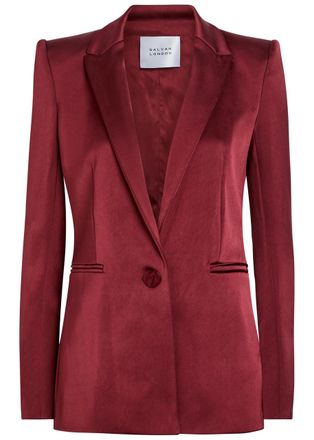 Galvan Sculpted Satin Blazer - Dark Red - 42 (UK14 / L)
