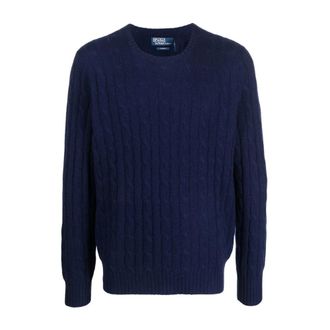 Polo Ralph Lauren Cable-Knit Cashmere Sweater - Heren - Cashmere truien - Blauw - 2XL - Kasjmier - Truien & Vesten