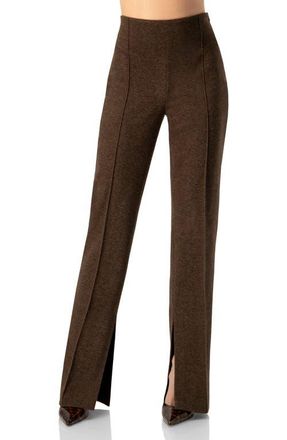 Ivonne Straight-Leg Trousers with Side Slits in Brown at Nordstrom, Size 4