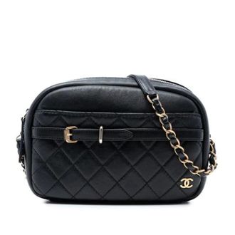 Chanel Pre-owned Buckle Camera Bag - Dames - Pre-owned - Zwart - Maat: ONE Size Leer