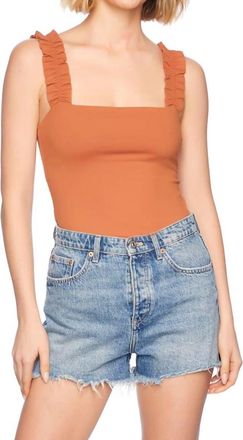 Susana Monaco Ruffle Strap Top In Umber