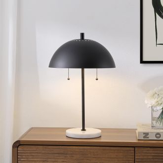 Jonathan Y Designs Ella 20.7 Dome Metal with Marble Base LED Table Lamp