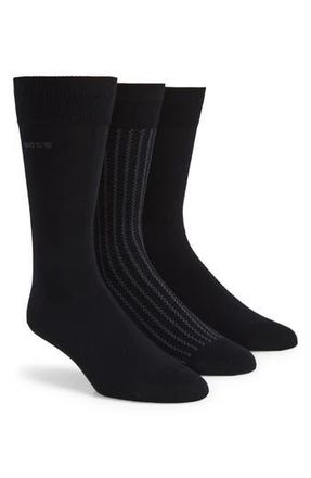 BOSS 3-Pack Cotton Blend Dress Socks in Black at Nordstrom Rack