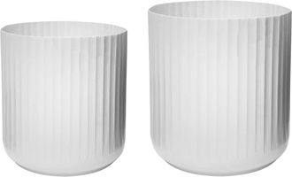 Ivyline Hudson White Corrugated Planters, Set of Two