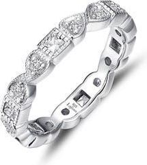 Lafonn Simulated Diamond & Birthstone Band Ring in White at Nordstrom Rack, Size 7