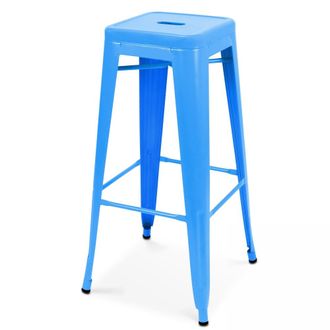 Oviala Taburete de bar de metal azul mate