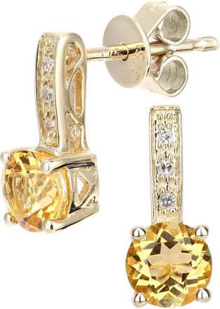 Jewelco London 9ct Gold Diamond 0.95ct Citrine Inverted Lollipop Drop Earrings - DE1AXL601YCT