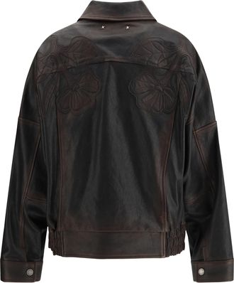 Golden Goose Womens Nappa Leather Bomber Jacket Port Royale