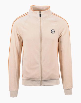 Sergio Tacchini Mens SERGIO TACCHINI TASSO VELOUR TRACK TOP SANDSHELL/ORANGE PEPPER - Tan - Size: 42