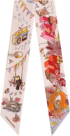Ferragamo Mini Silk Bandeau Scarf with Jungle Party Print