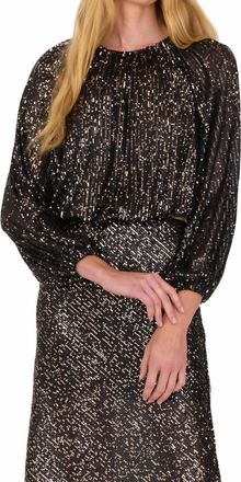 Secular Ava Sequin Top In Black/rose Gold