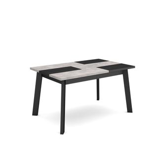 Skraut Home Skraut Home - Mesa Comedor, Mesa Fija Cocina Y Sal&oacute;n, 140, Para 6 Comensales, Patas De Madera, Estilo Moderno, Gris Cemento